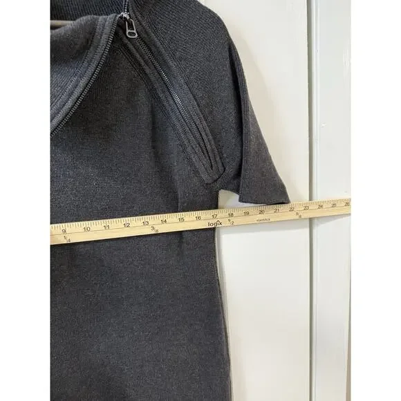 Calvin Klein Gray Sweater Dress XL Mock Neck Zip Detail Knit Midi - Picture 8 of 8